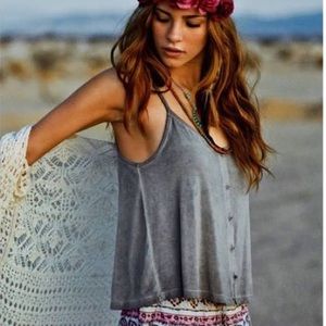 American Eagle Grey Button-Down Tank Top
